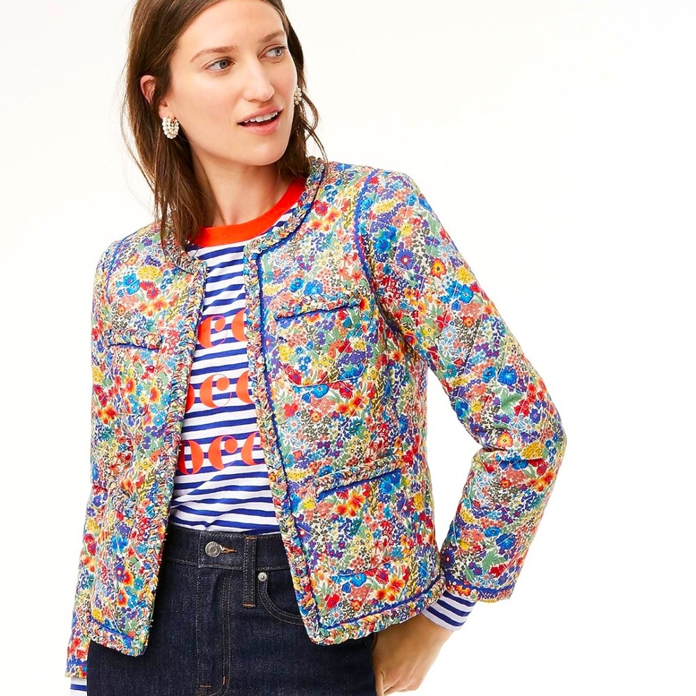 NWT J CREW Quilted Lady Jacket in Liberty Margaret Annie Size 8 10